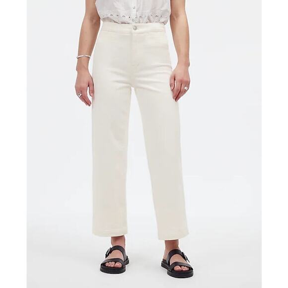 Madewell Denim - Madewell Tall Emmett Jeans Wide Leg Crop Welt Pocket Edition Tile White NWT 29